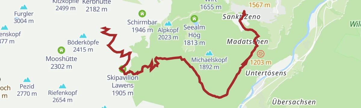 Route map: Lazid über Rieserweg